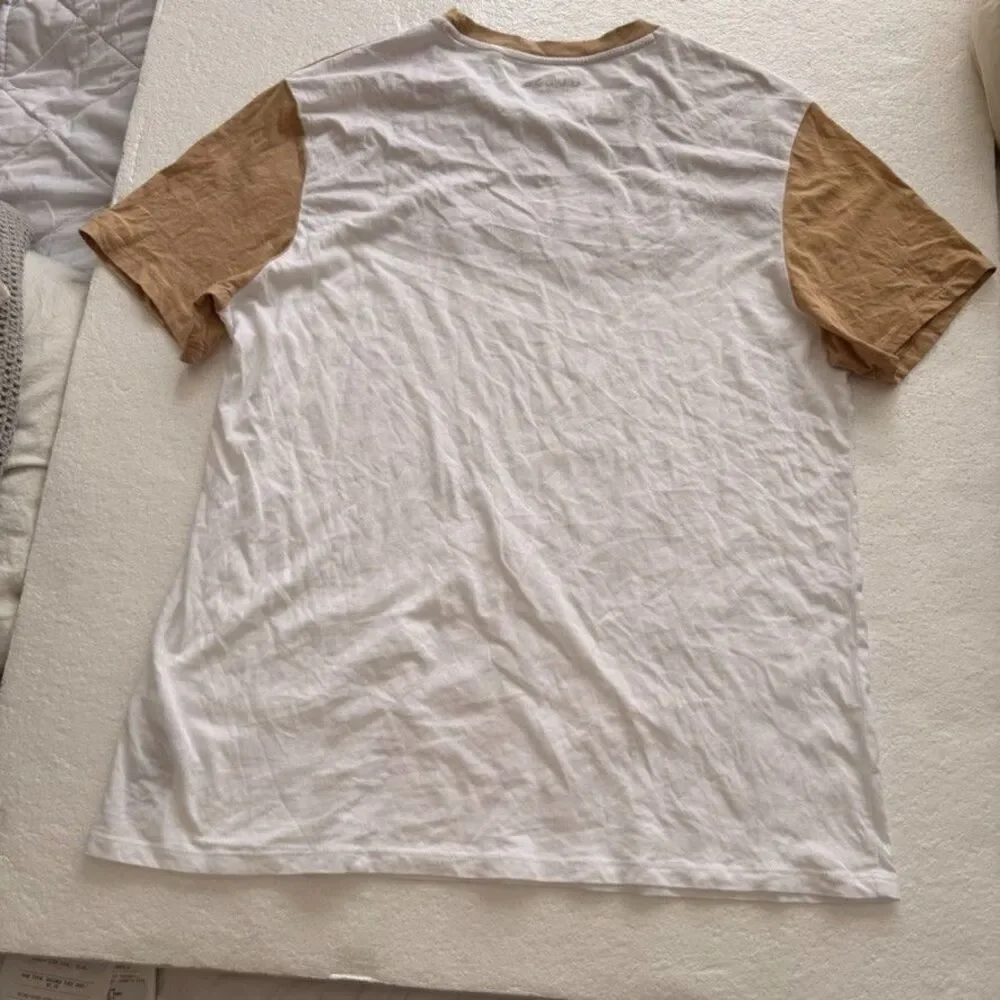 Guess Los Angeles Colorblock T-Shirt Mens XL Beige White Embroidered Logo - Picture 8 of 10